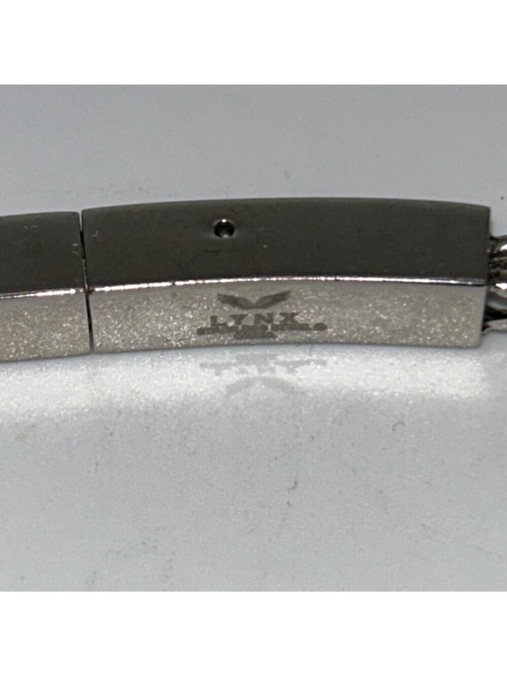 Lynx Mens Stainless Steel Hammered ID Plate Bracelet With Foxtail Chain In Gift - Picture 7 of 15